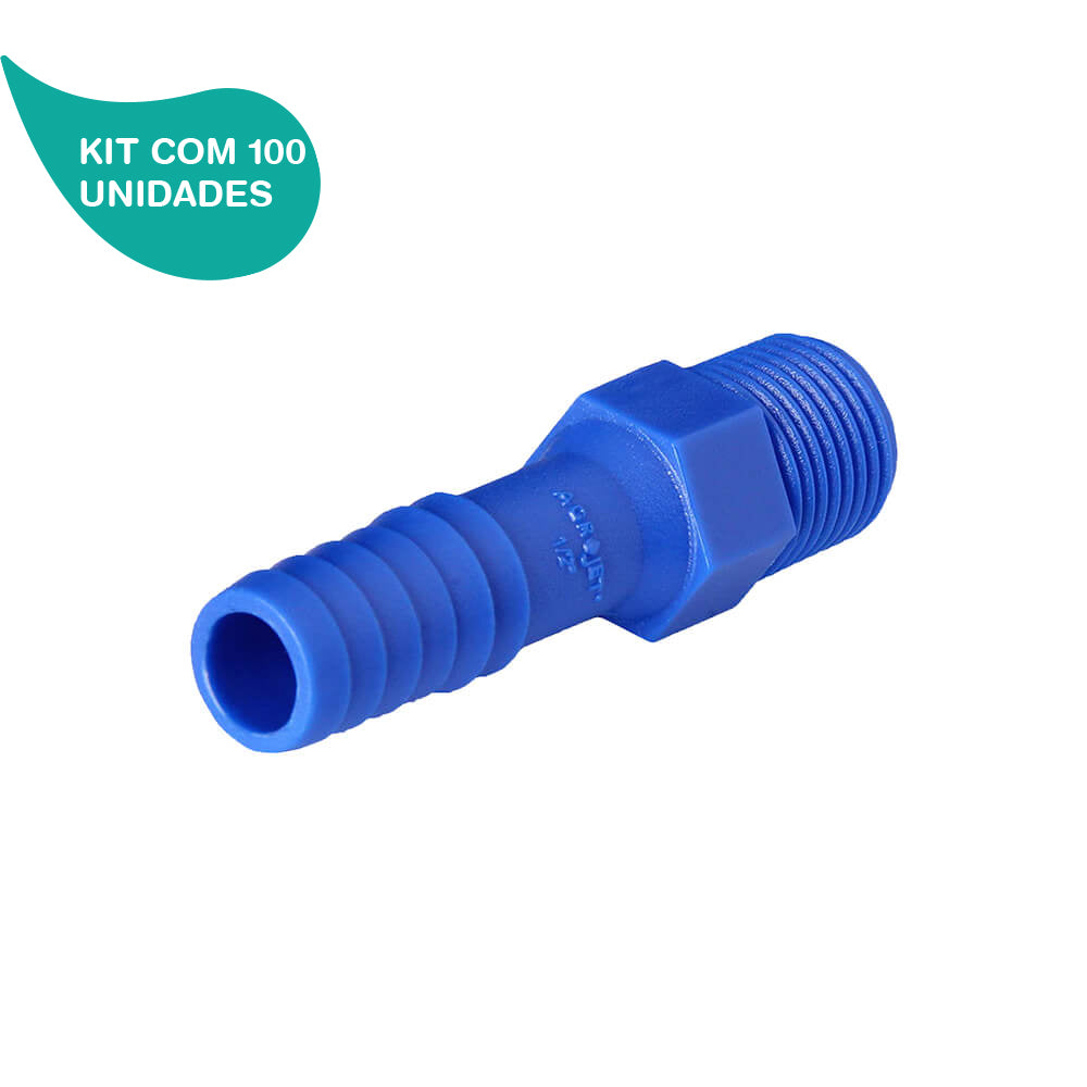 Kit Adaptador com Rosca Externa de 1/2" Agrojet 100 Unidades