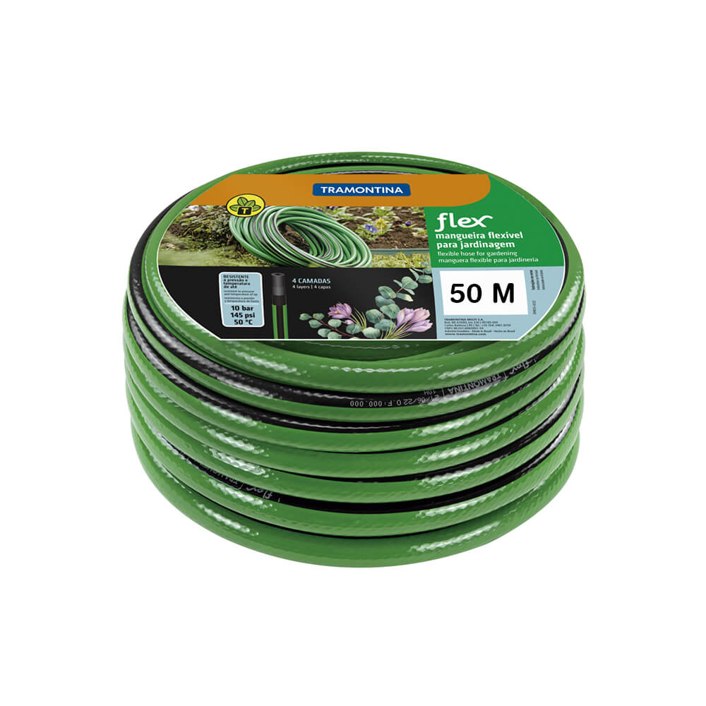 Mangueira para Jardim Flex Especial com 4 Camadas PVC - 50 metros - Tramontina