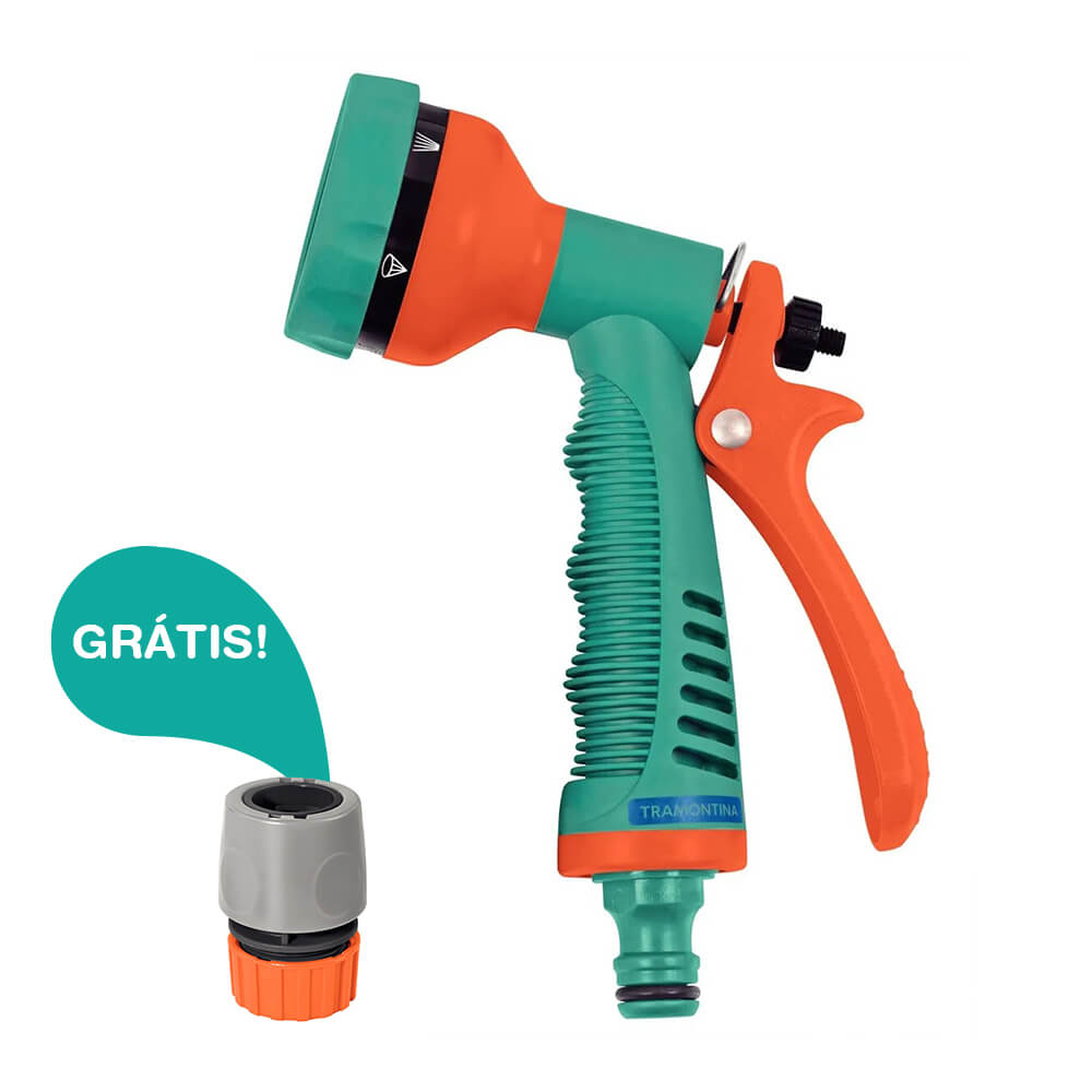 Esguicho Hidropistola de Jardim com 6 Tipos de Jato com Engate Rápido para Mangueiras de 1/2" polegada - Tramontina Imagem principal do produto